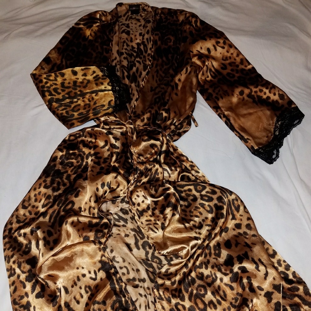 Leopard Print full length night robe